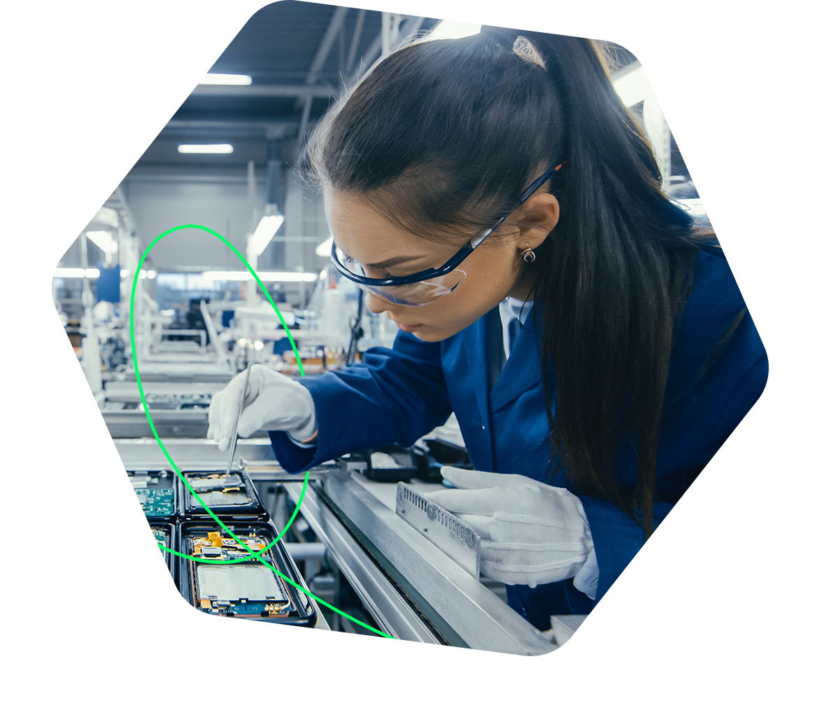 Woman doing technical work involving hardware